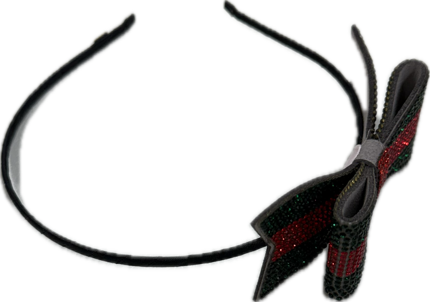 Crystal Bow Headband - RED/GRN