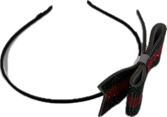 Crystal Bow Headband - RED/GRN