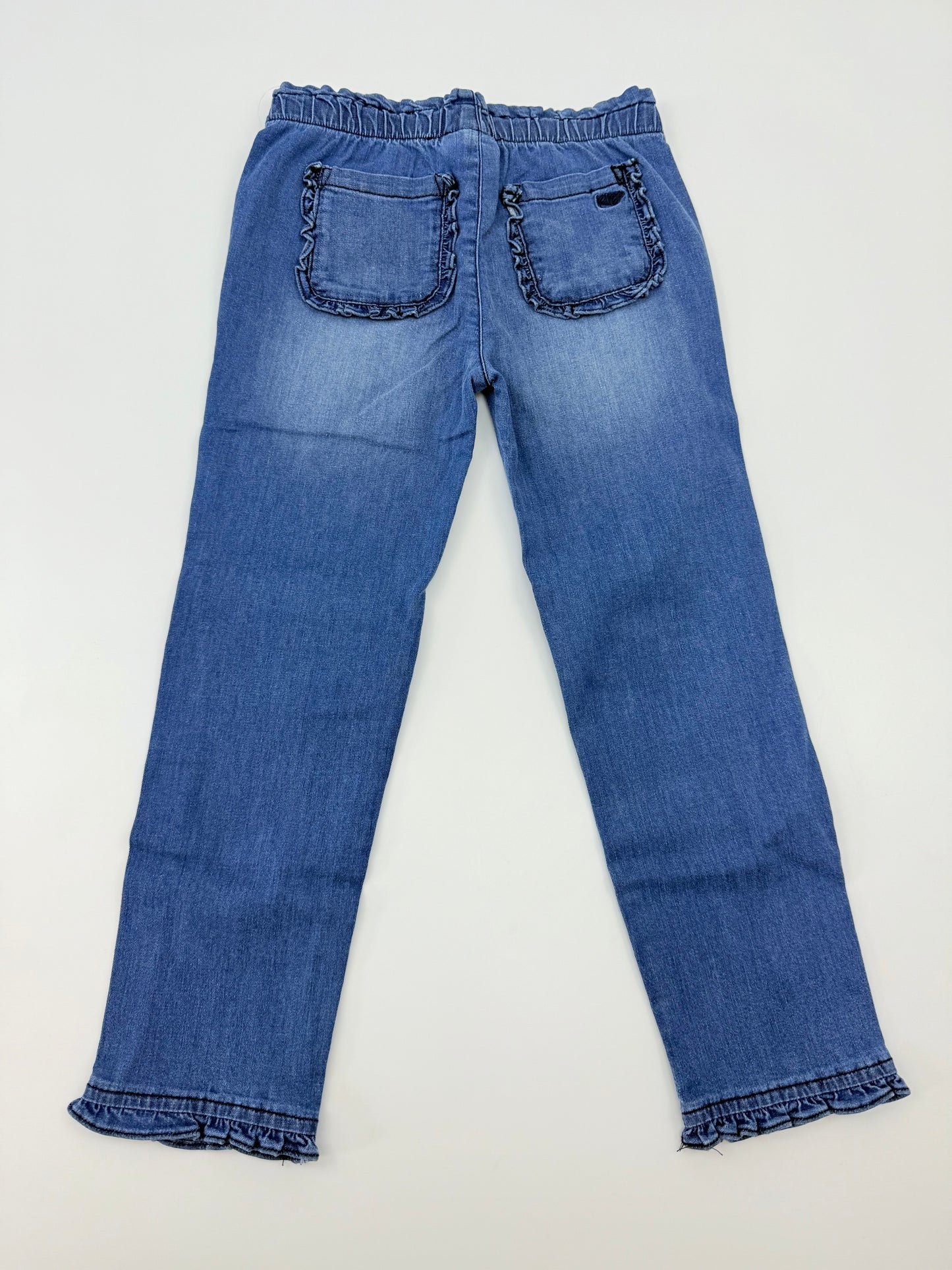 Ruffle Trim Jeans-Medium Wash