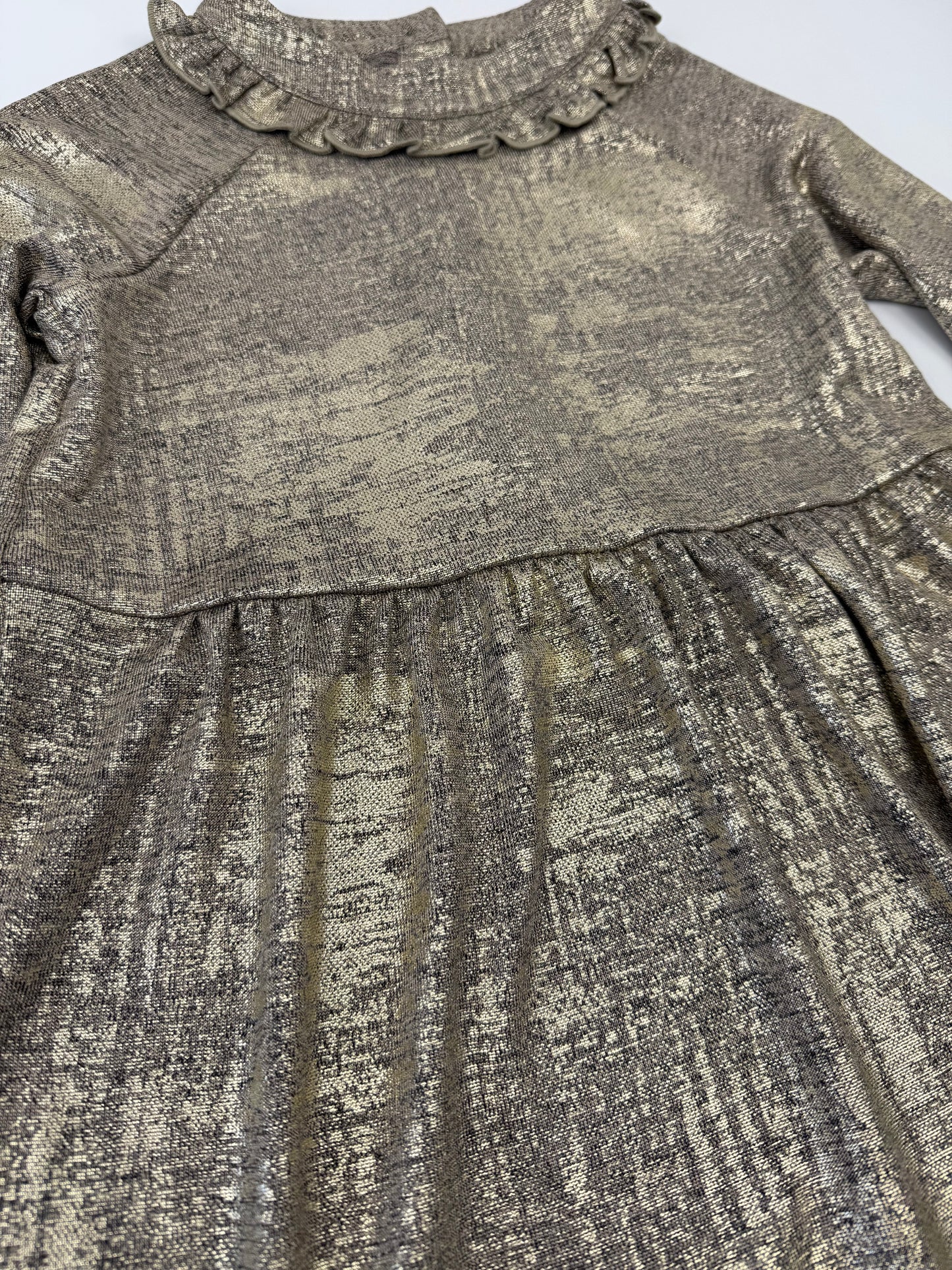 Gold Ruffle Neck Dress