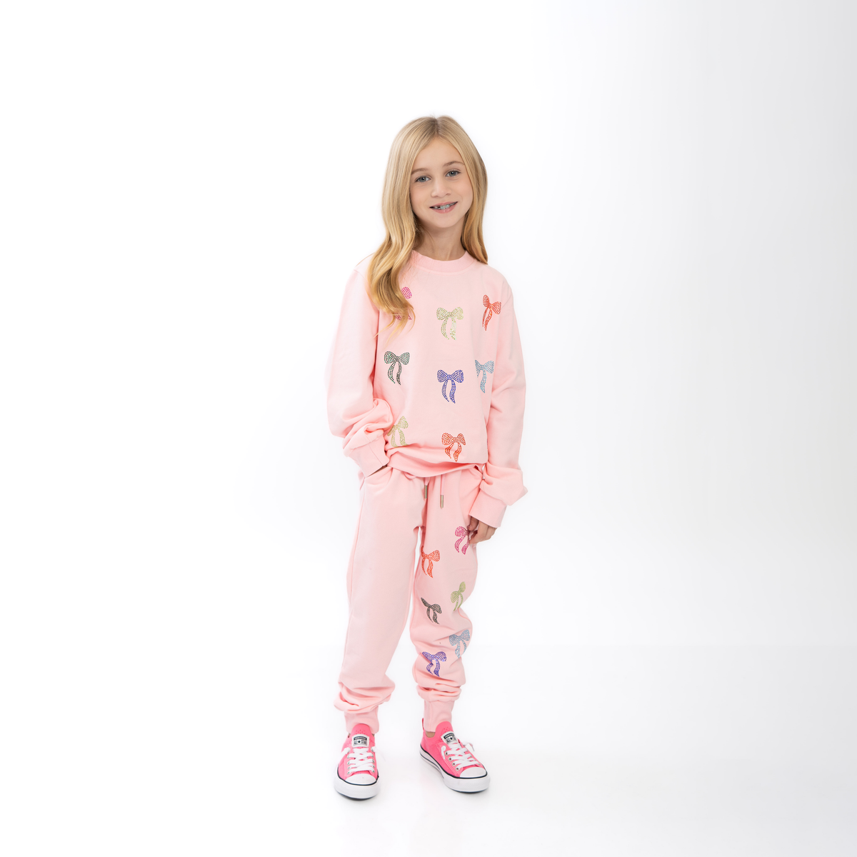 Sequin Bow Set-Pink
