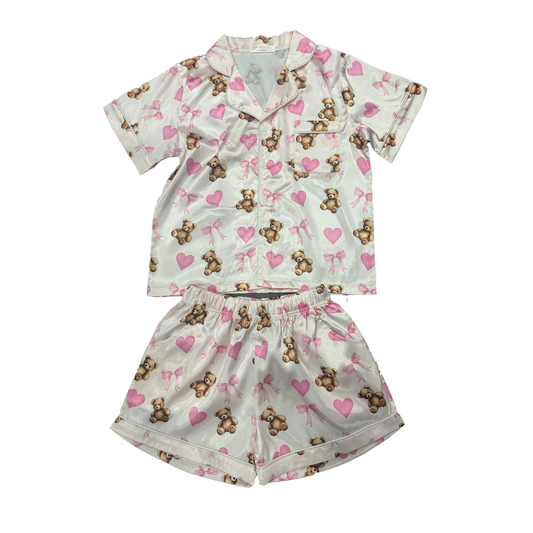 Bears & Bows PJ Satin Set