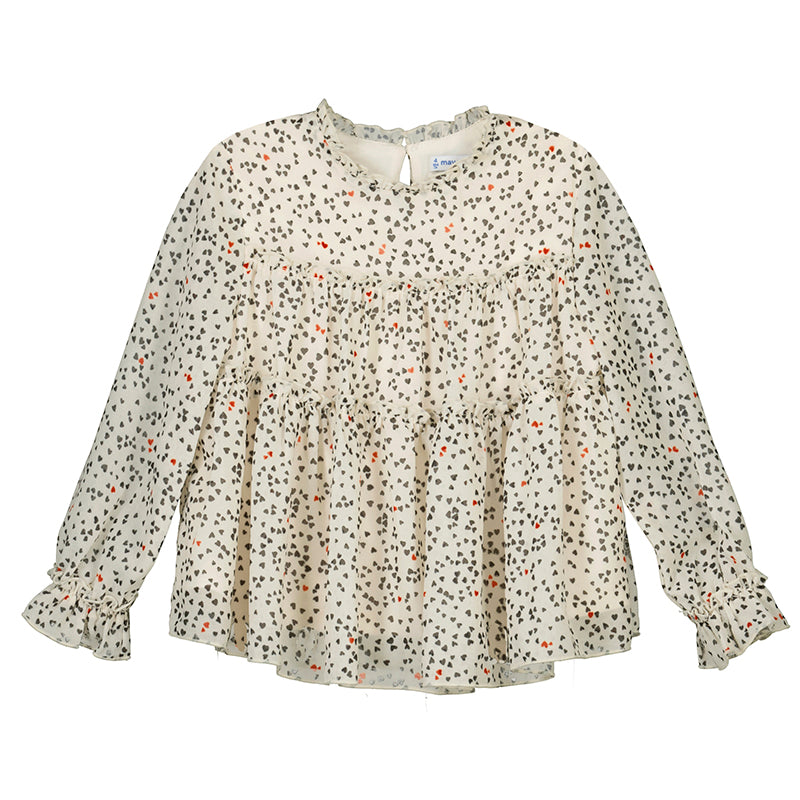 Gauze Blouse-Natural/Blk