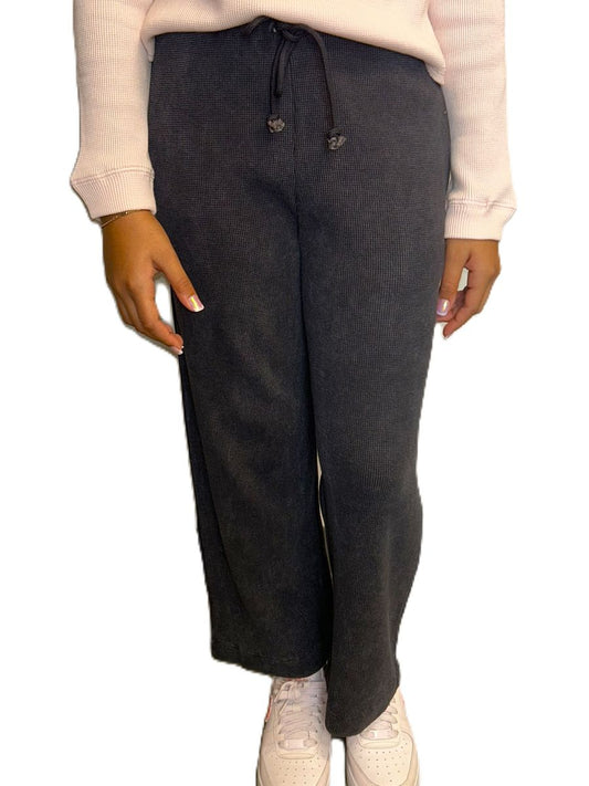 Acid Wash Pants-Asphalt