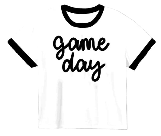 Tinsel Game Day Ringer Boxy T-Black