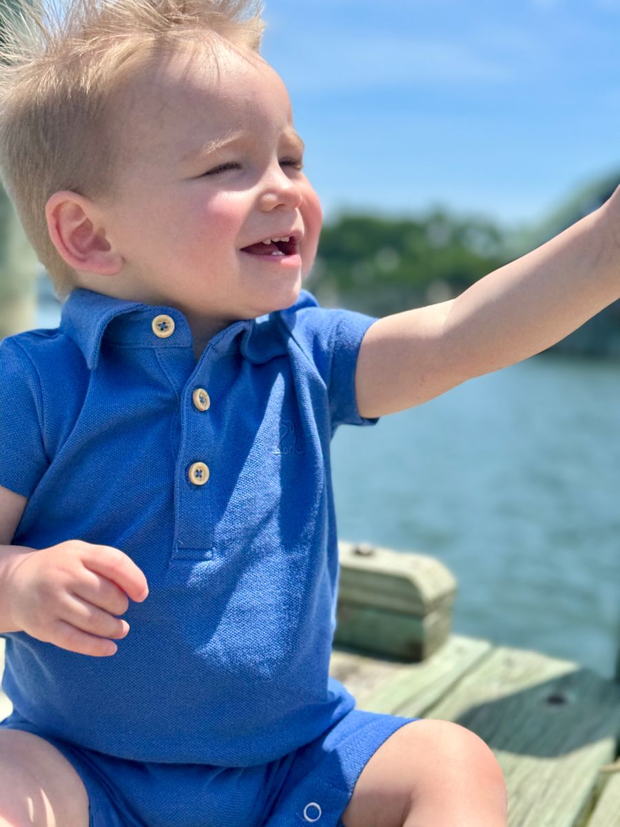 Drift Polo Romper-Royal Pique