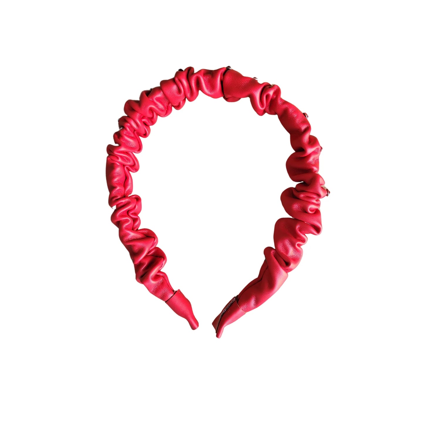 Red Crinkle Leather Headband