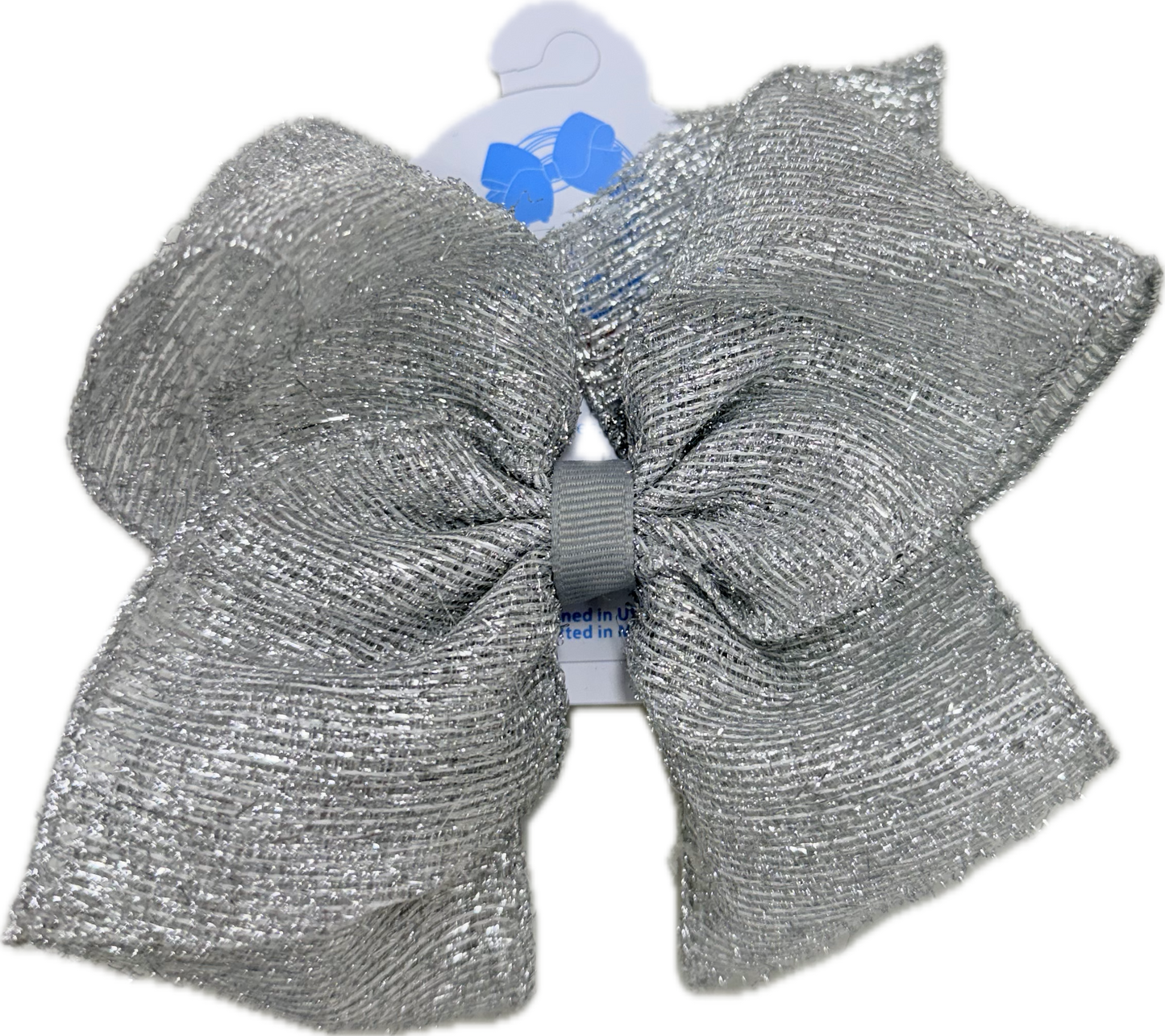 Small King Metallic Textured Bow-SIL