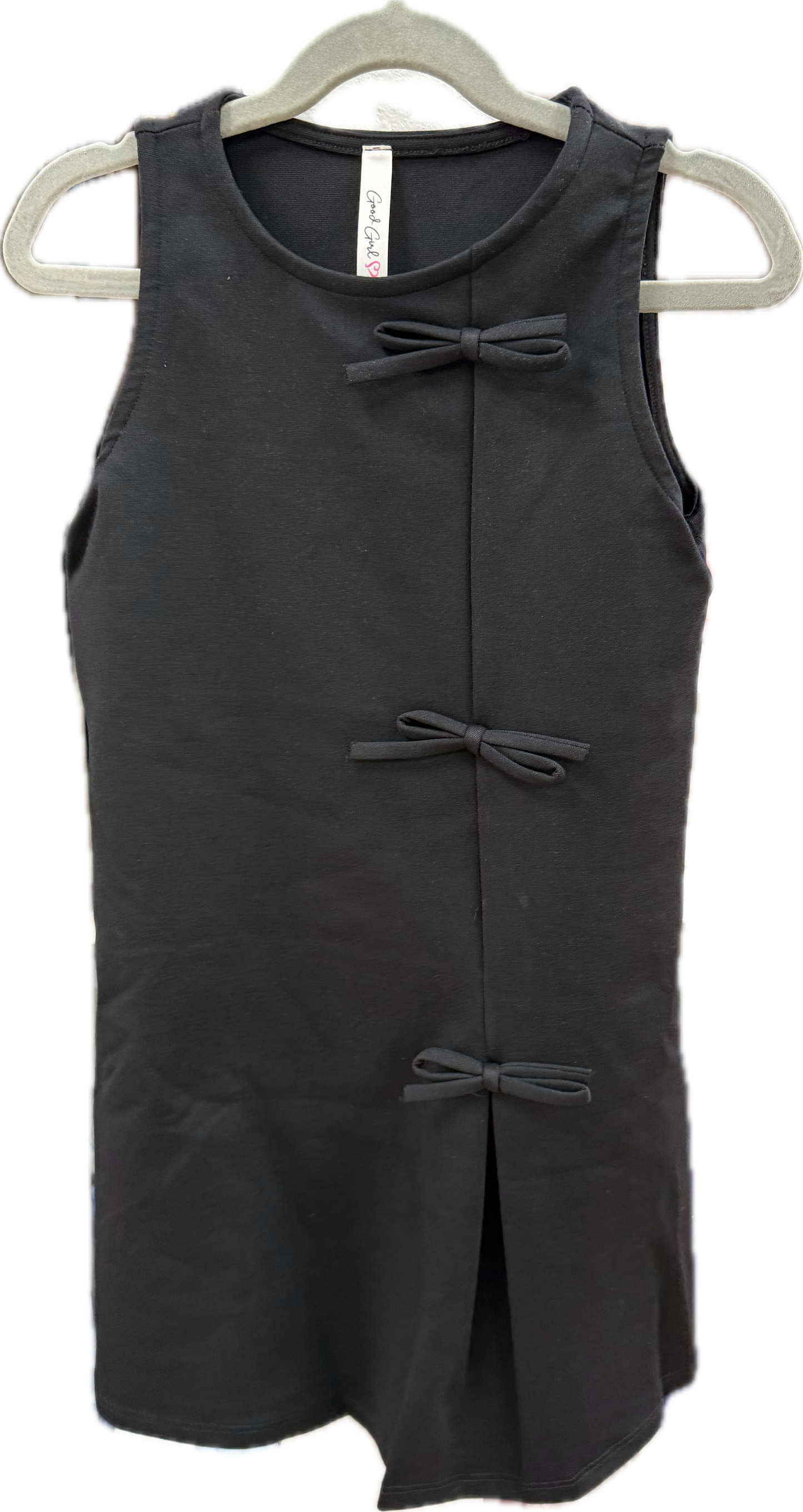 Sleeveless Ribbon Dress-Black