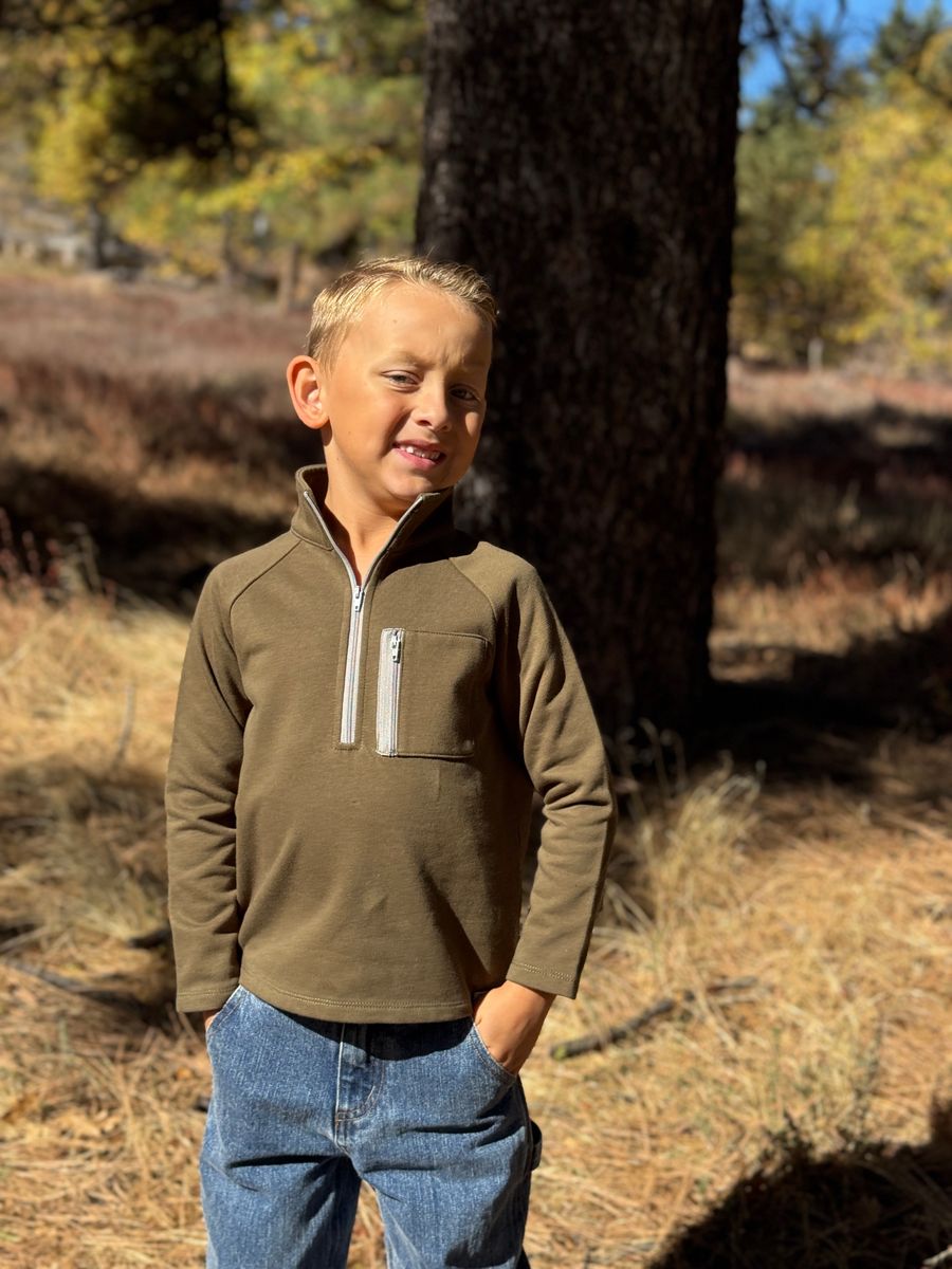 Picket 3/4 Zip Up-Sage
