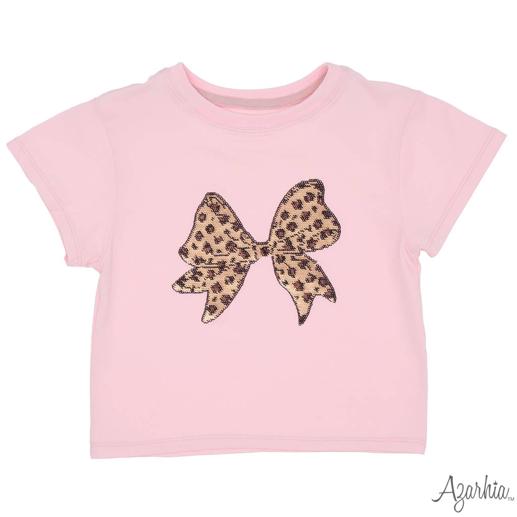 Leopard Sequin Bow Tee