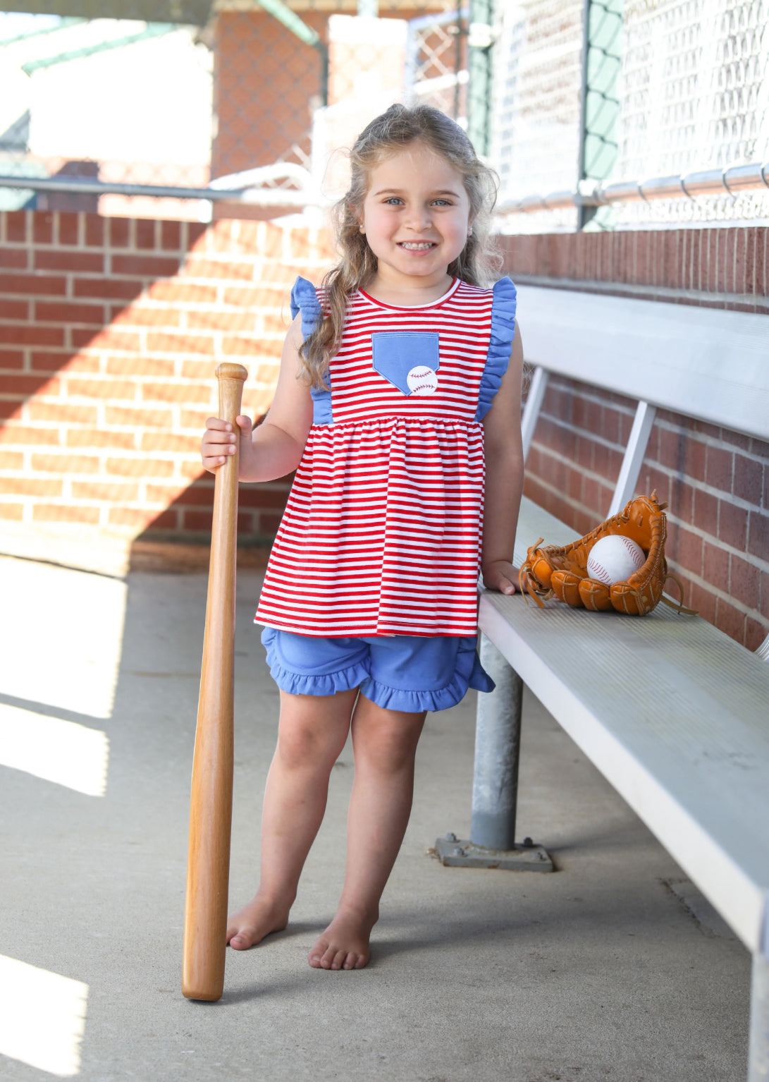 Baseball Pocket Ruffle Short Set