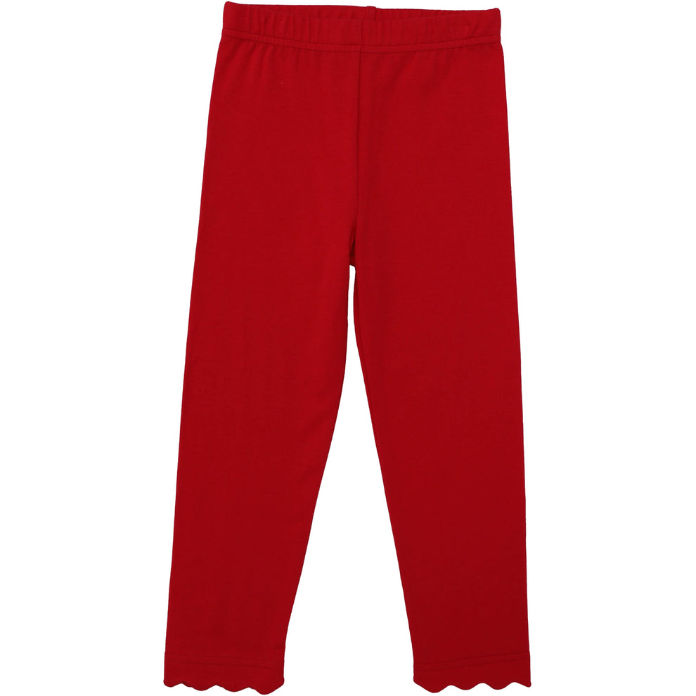 Scalloped Leggings-Red