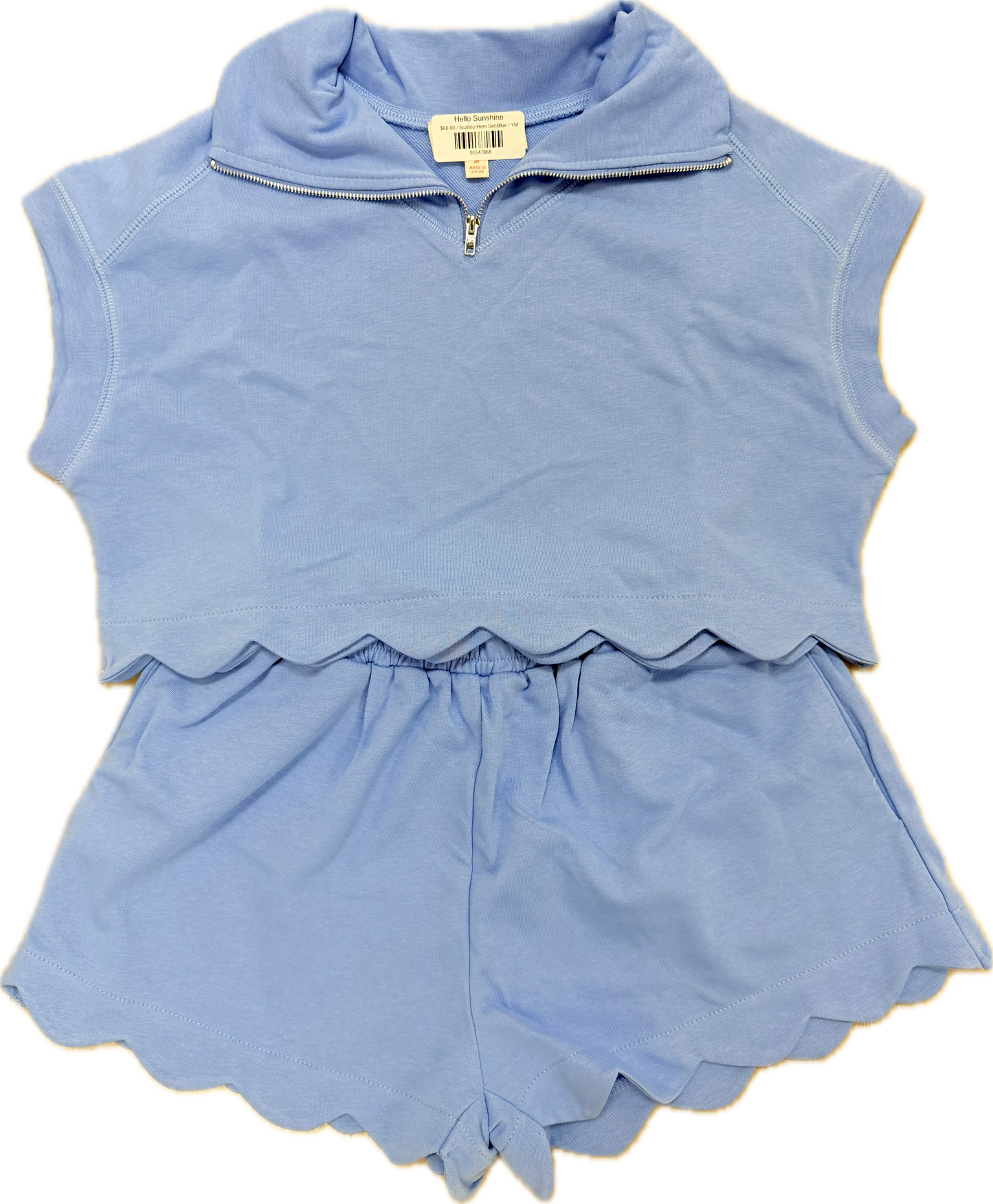 Scallop Hem Set-Blue