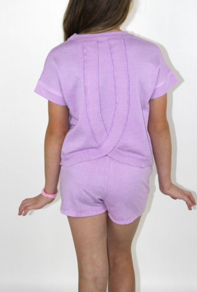 Acid Wash Pocket Short-Orchid