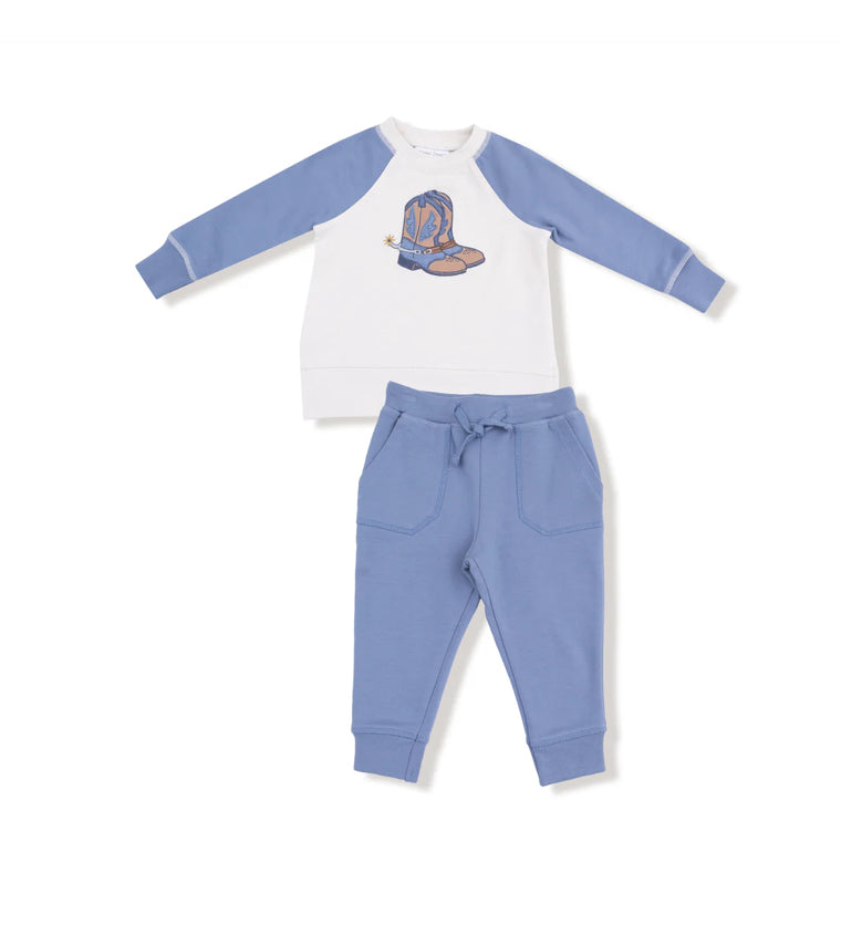 Applique Boot Raglan Sweatshirt & Jogger