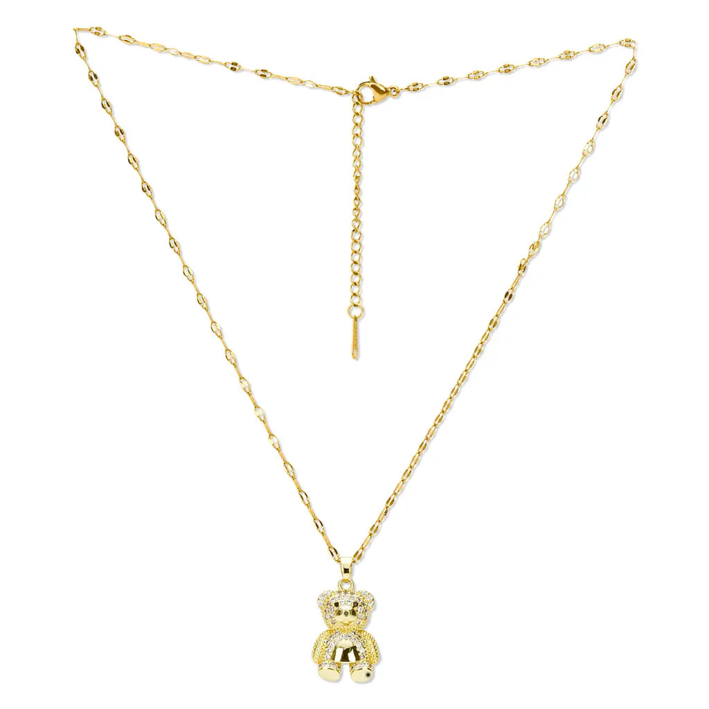 Bear Charm Necklace & Ring Set