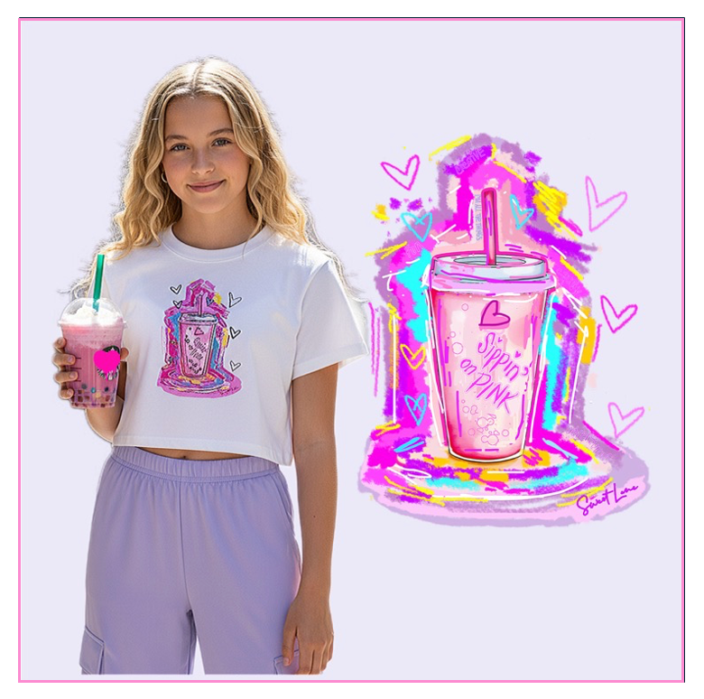 Sippin on Pink Tee