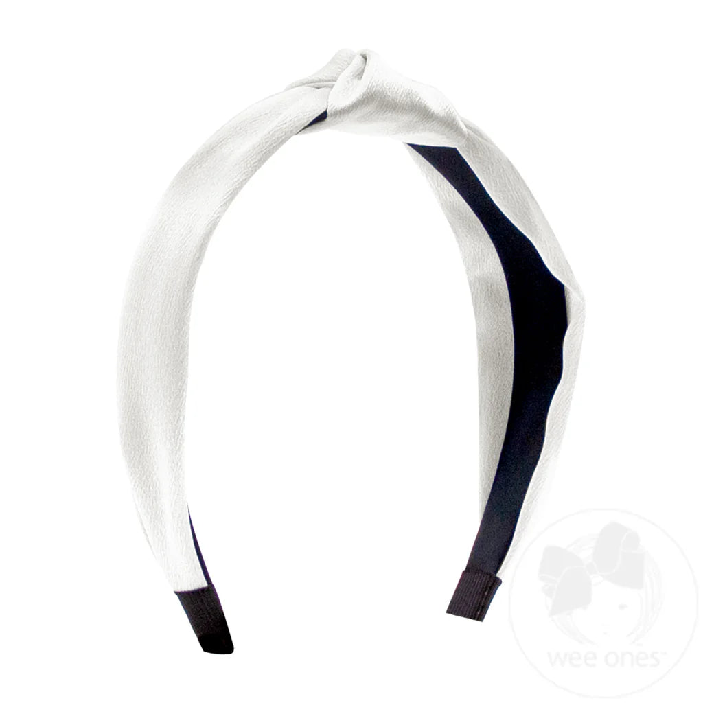Satin Knot Headband-White