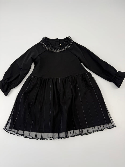 Black Ruffle Neck Dress
