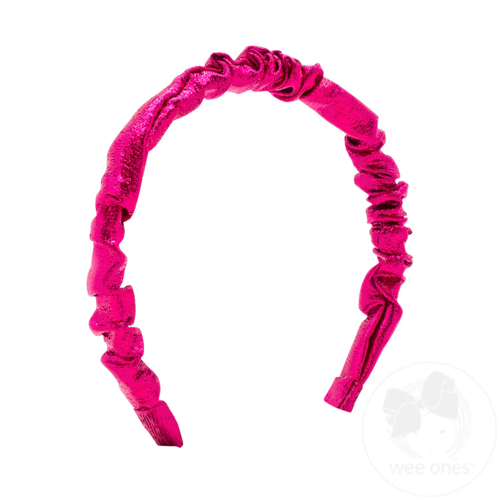Metallic Ruffle Headband-Fuchsia