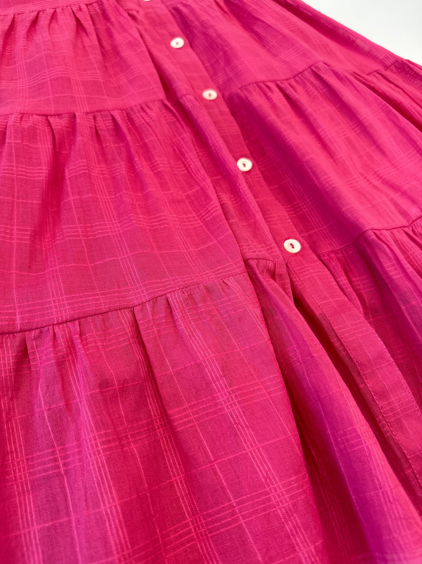 Magenta Tiered Button Down Dress