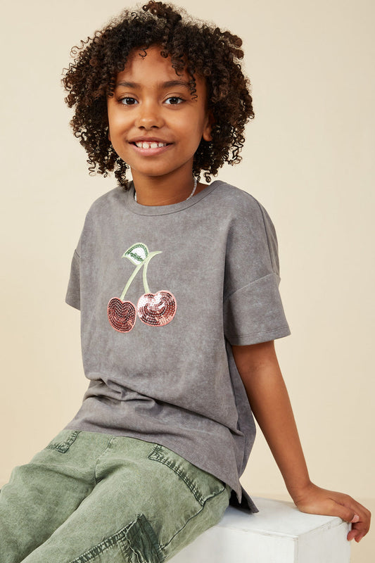 Sequin Cherry Patch Washed Tee