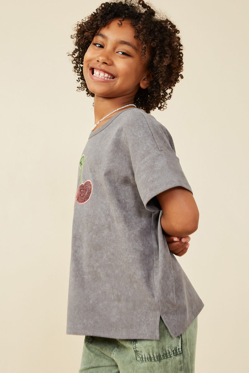 Sequin Cherry Patch Washed Tee