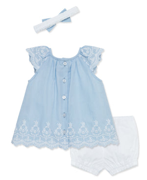 Blue Eyelet Short Set