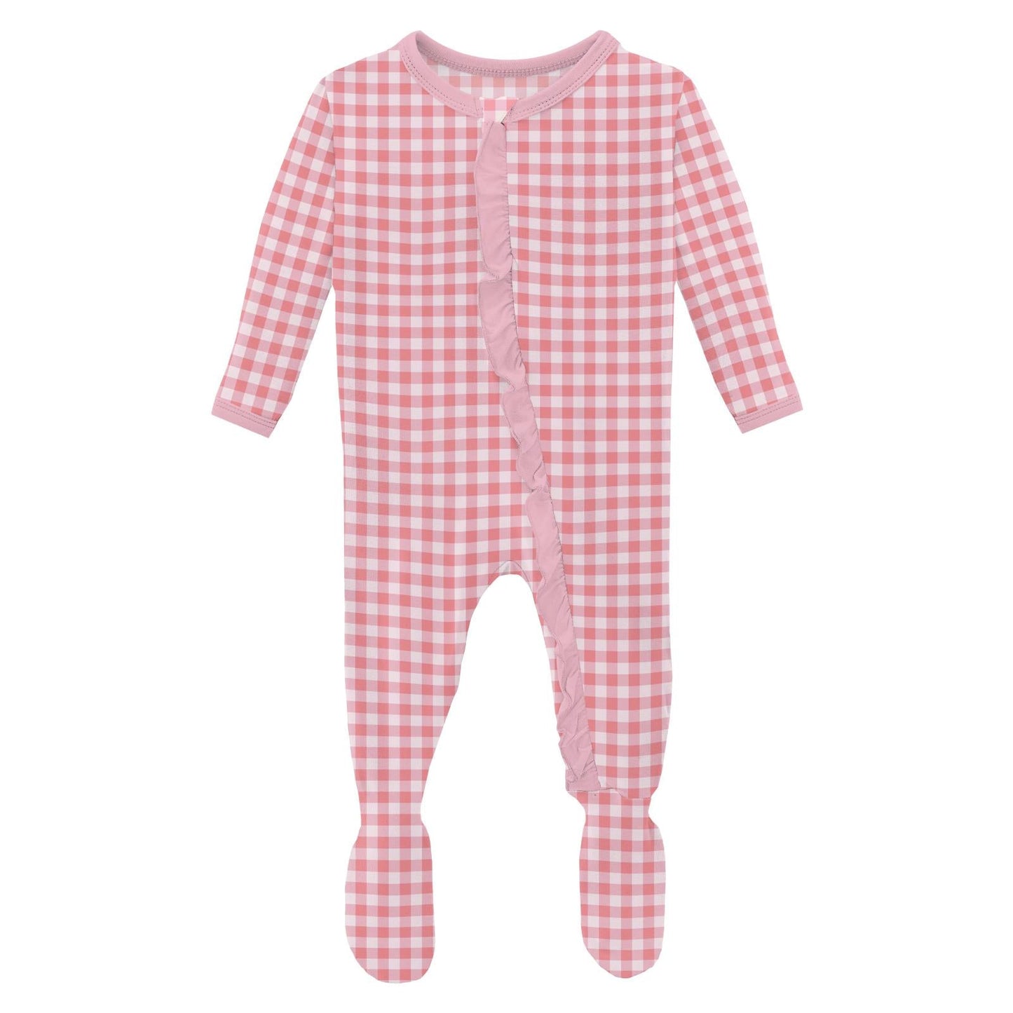 Classic Ruffle 2-Way Zipper Footie-Cake Pop Gingham