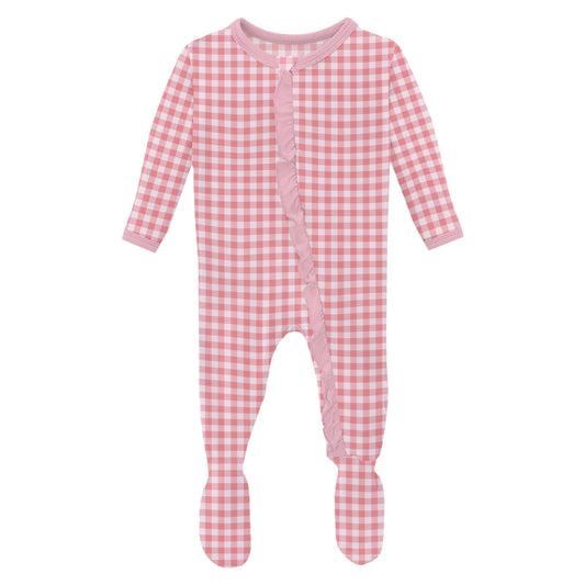 Classic Ruffle 2-Way Zipper Footie-Cake Pop Gingham