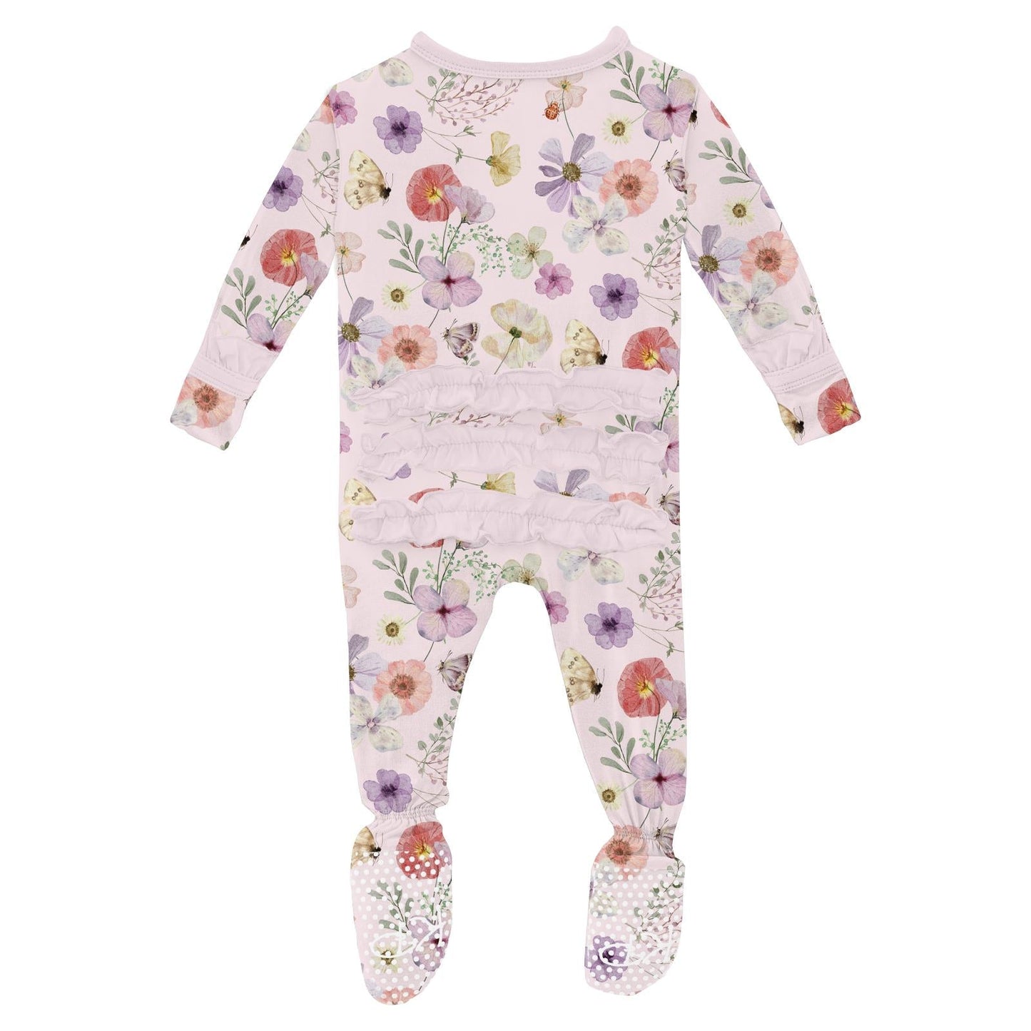 Violet Flowers Ruffle Footie