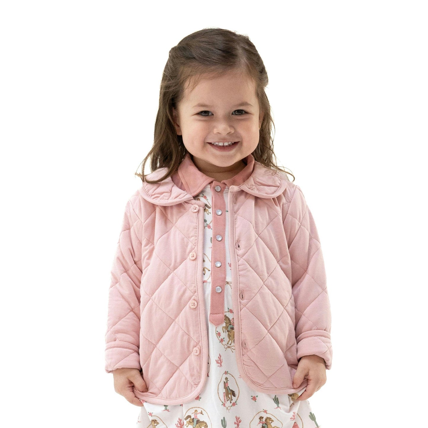 Solid Mellow Quilted Jacket-Rose
