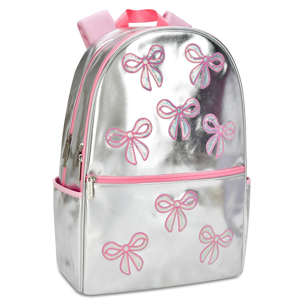 Bows Backpack-Silver Sequin