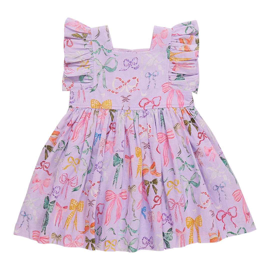 Elsie Dress-Lavender Watercolor Bows