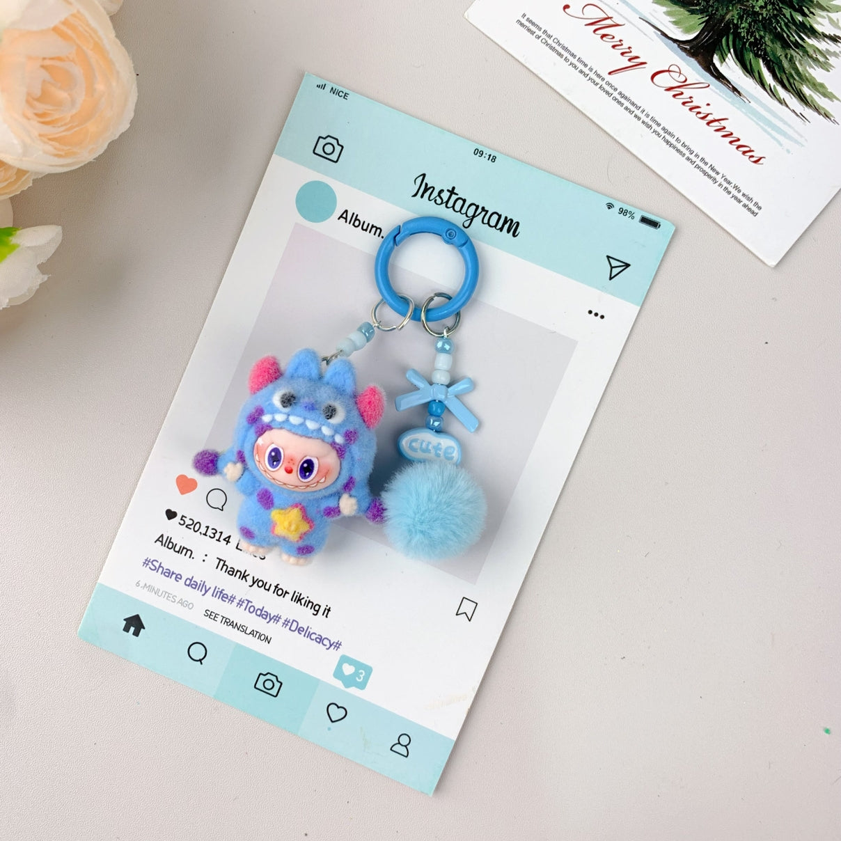 Mini Labubu Keychain-Blue