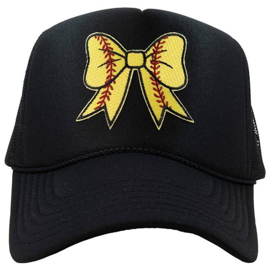 Softball Bow Hat-Black