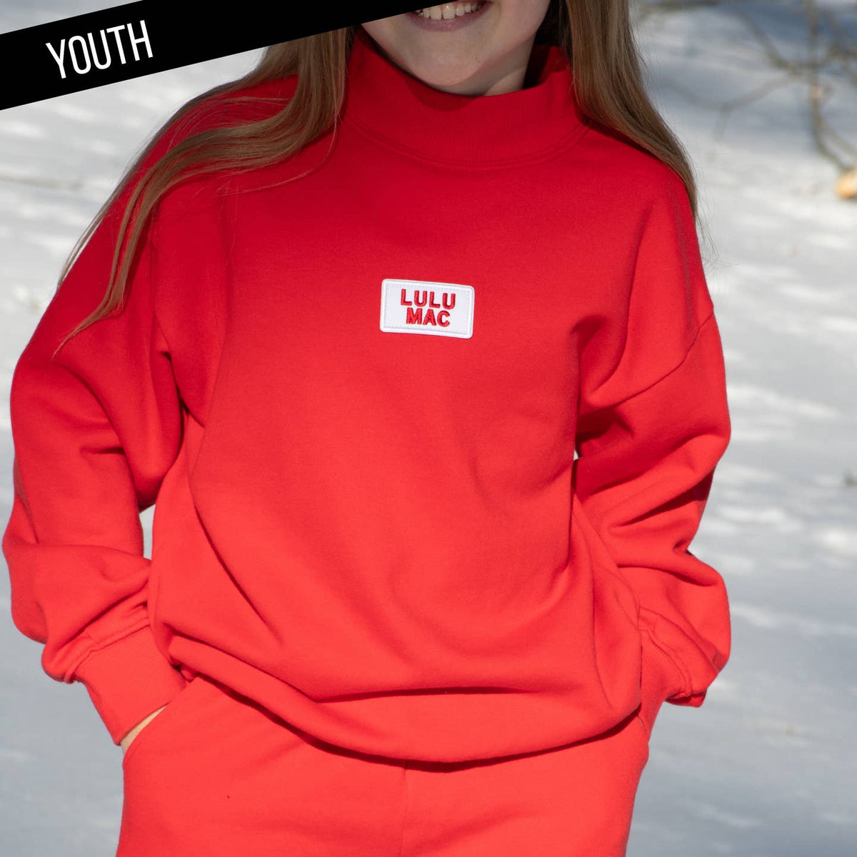 Terry Cloth Sweatshirt=Red