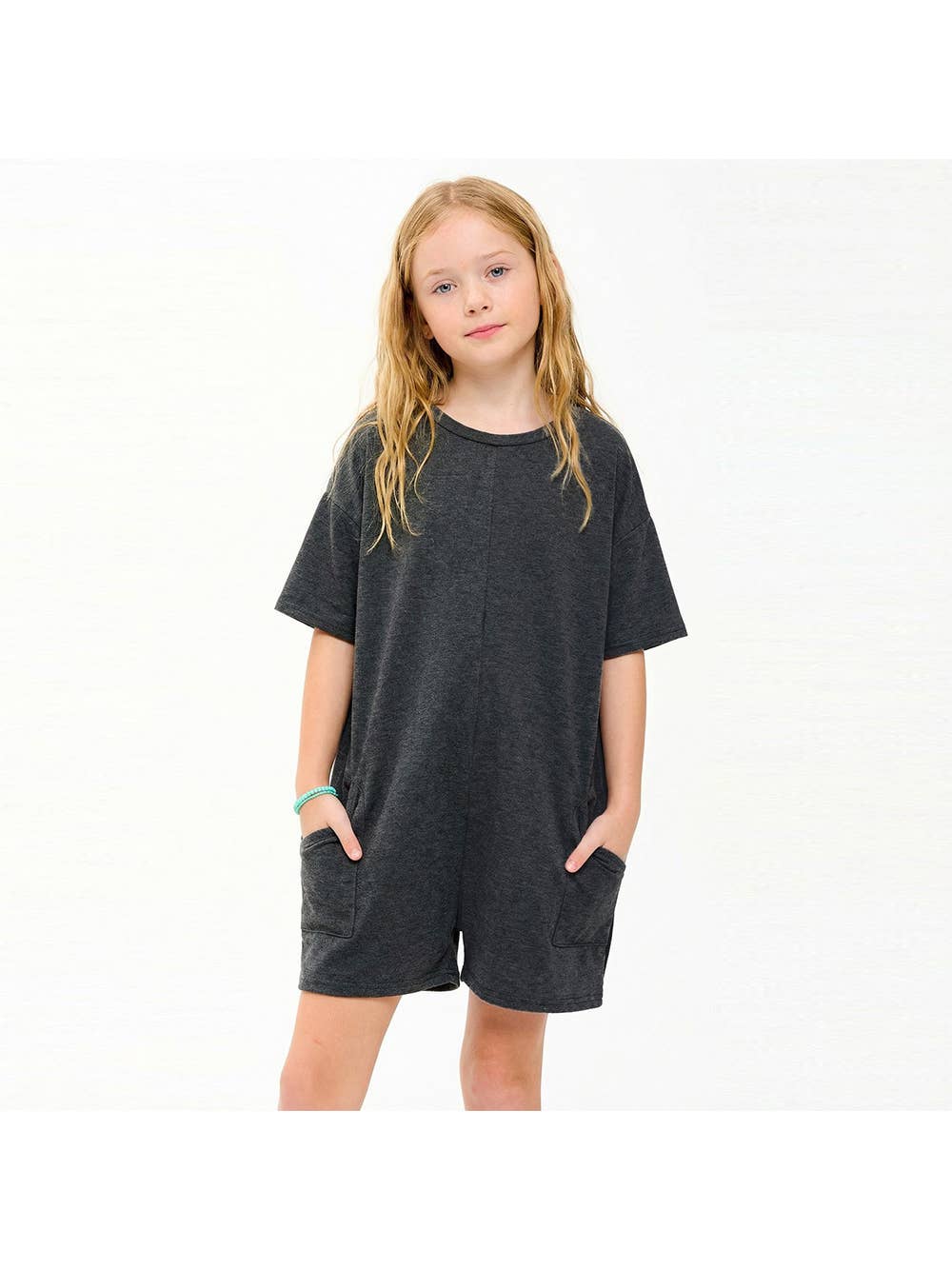 Mineral Wash Romper-Charcoal
