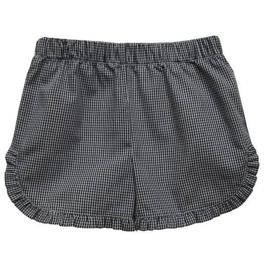 Gingham Ruffle Short-Black