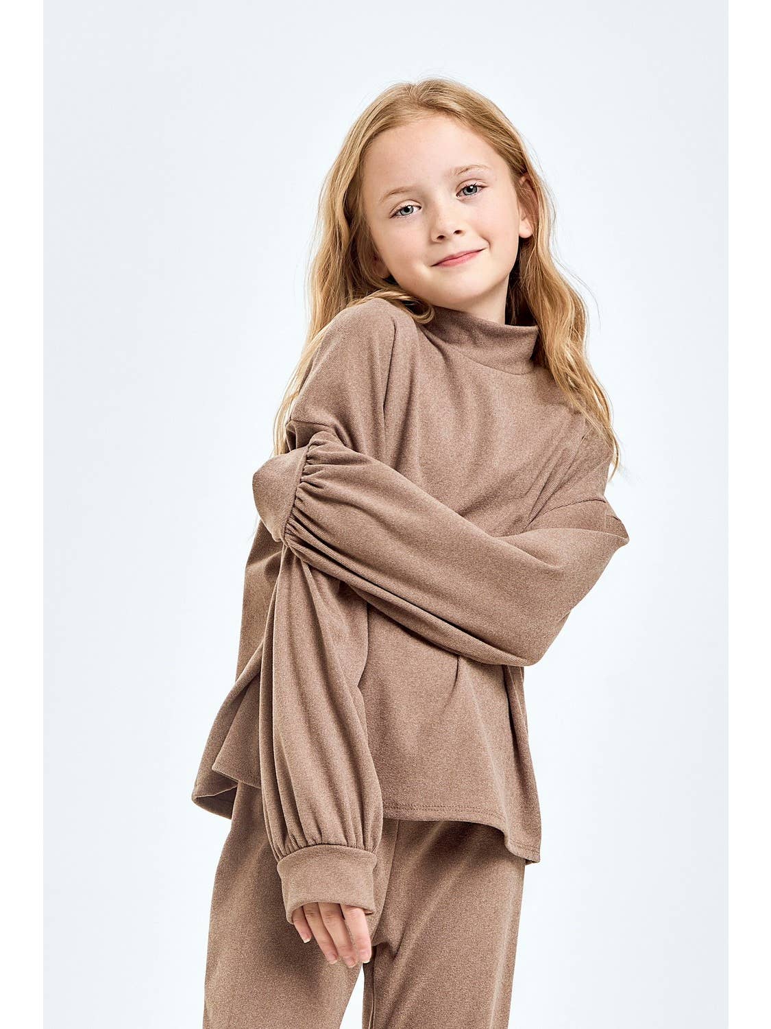 Corduroy Mock Neck Sweater & Pants-Mocha