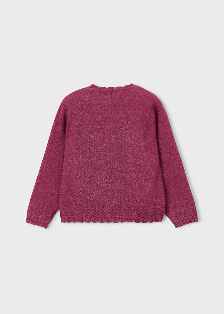 Knitted Shimmer Sweater-Cherry