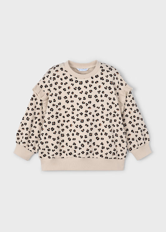 Ruffle Sleeve Pullover-Leopard