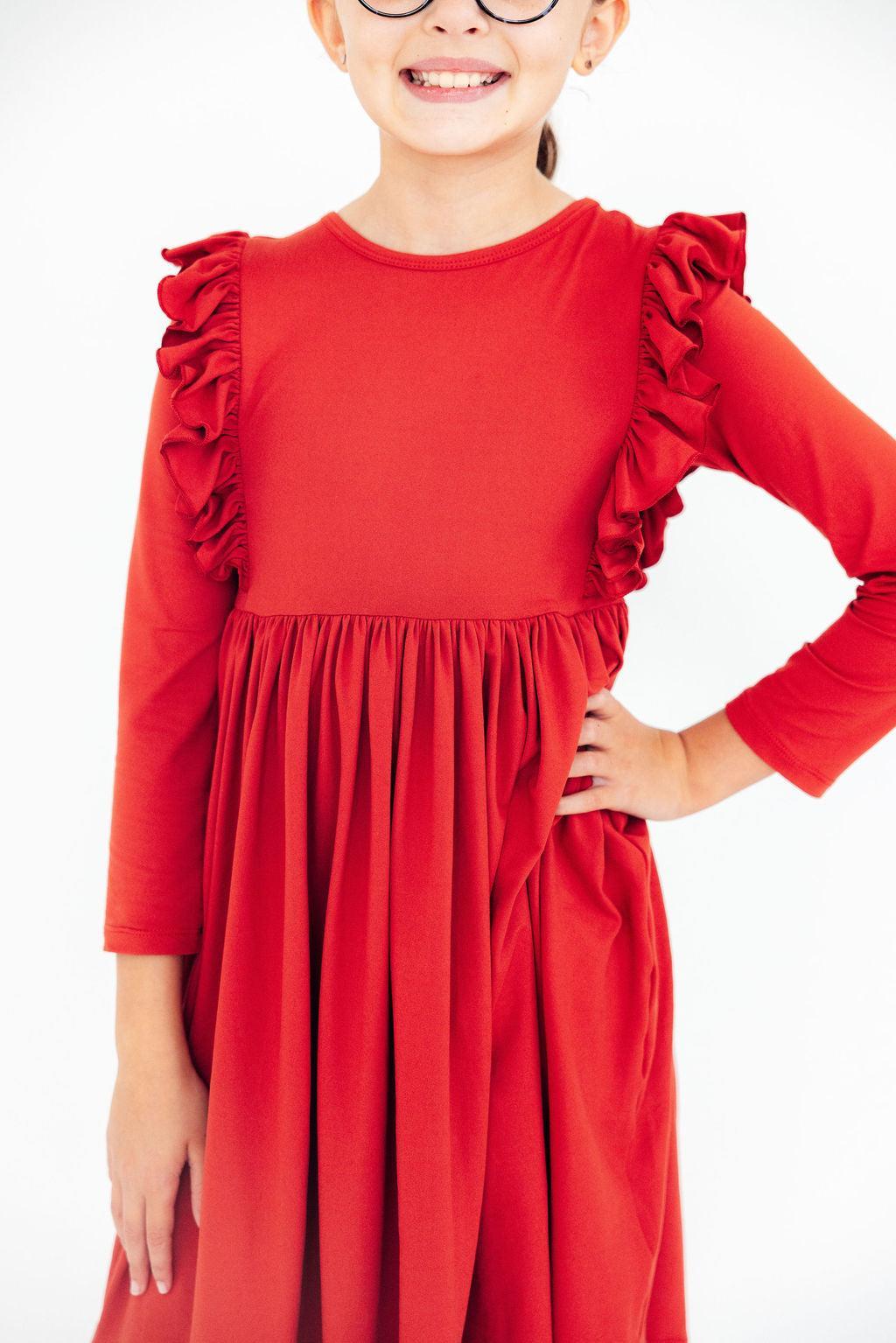 Red Ruffle Twirl Dress