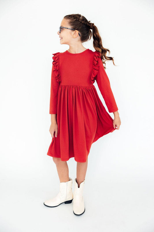 Red Ruffle Twirl Dress