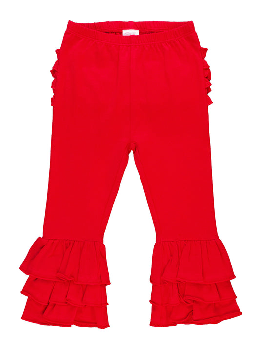 Ruffle Flare Pants-Red