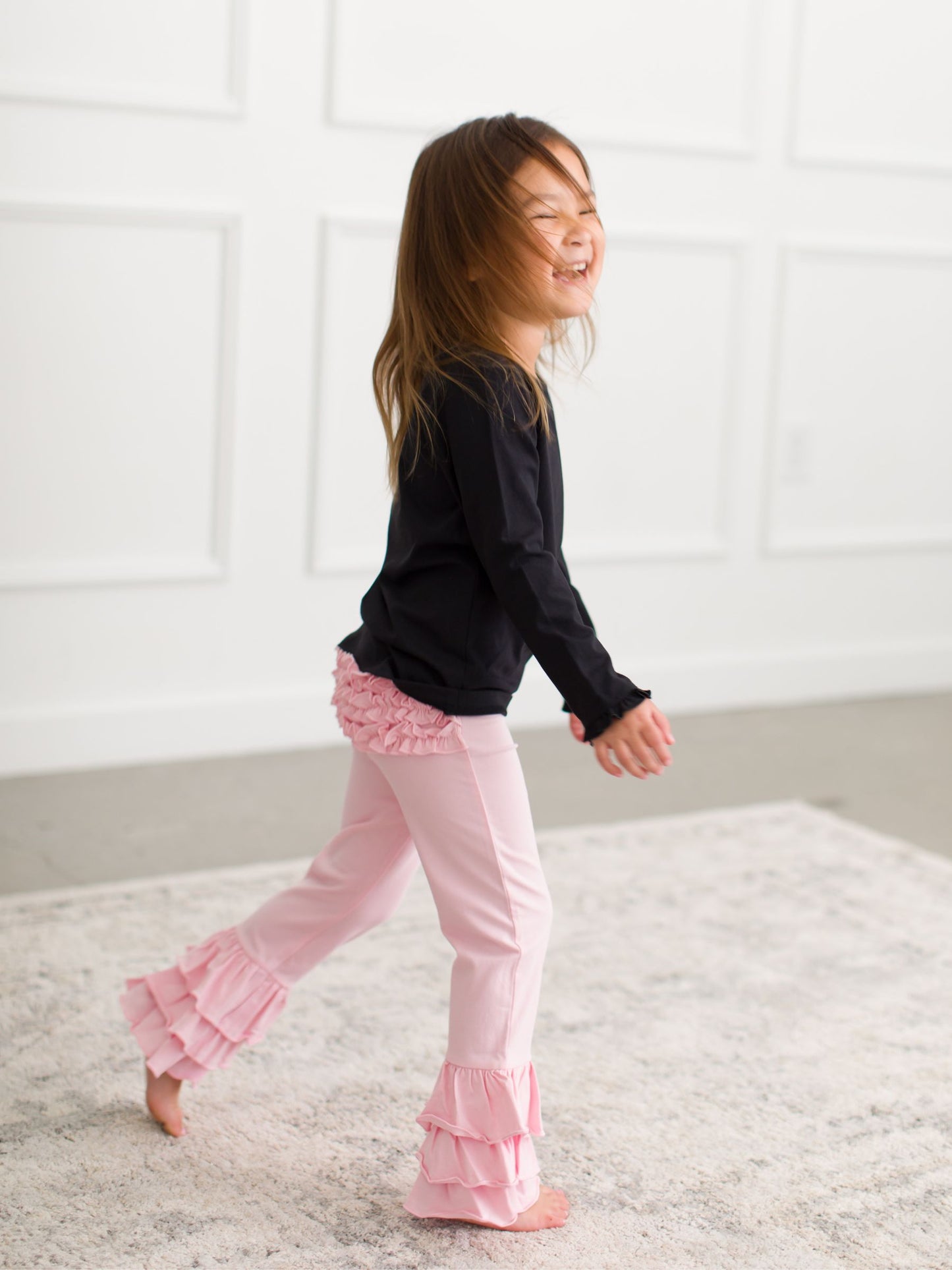 Ruffle Flare Pants-Pink