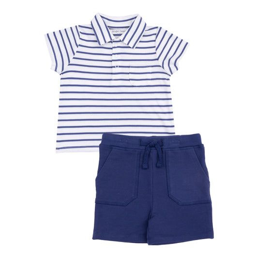 Striped Vintage Navy Rib Shirt and French Terry Short
