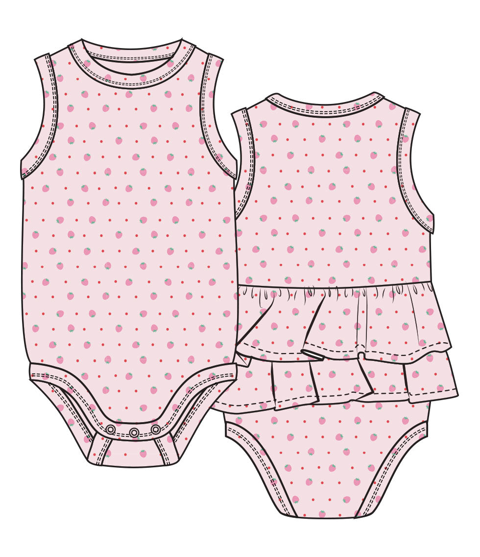 Strawberry Swiss Dot Ruffle Tank Bubble