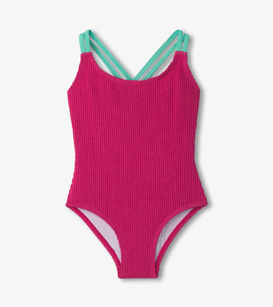 Fuchsia Cross Strap Swimsuit